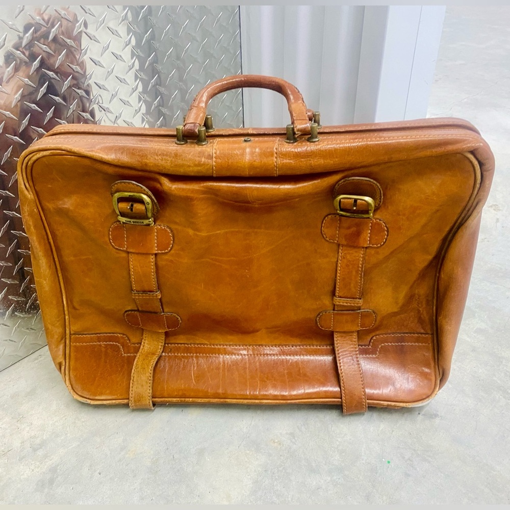 Vintage The Bridge Italian Leather Flat Suitcase / Large Messenger Bag